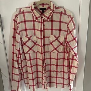 J. Crew Red and Cream Plaid Button Down Shirt
